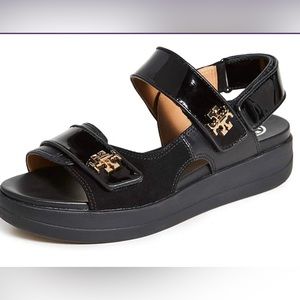 Brand New Tory Burch Kira Spirt Sandal Black/Gold Size 6.5